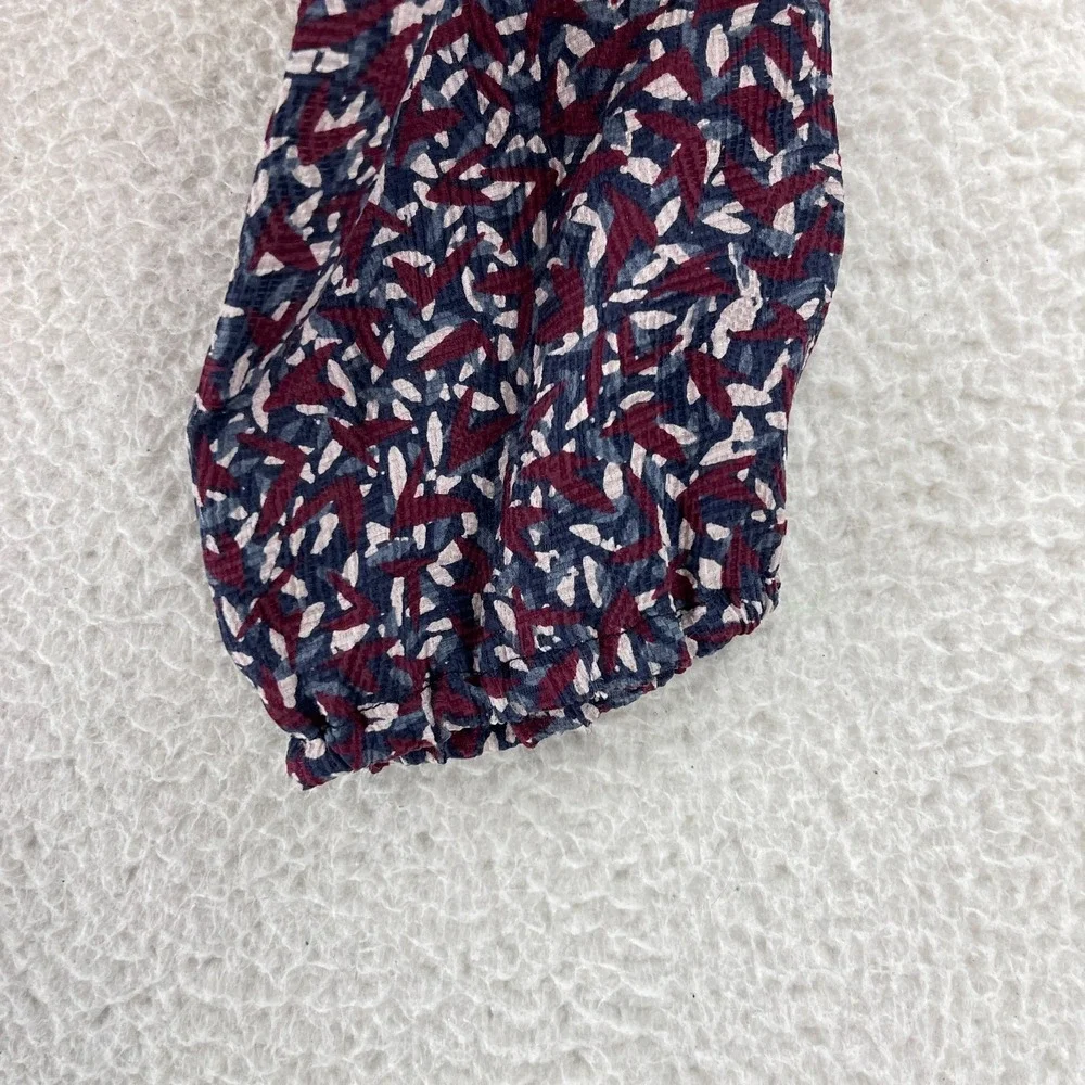 Tory Burch Top Womens Size 2 Red Agate Confetti‎ Silk Long Sleeve Drop Waist Tie